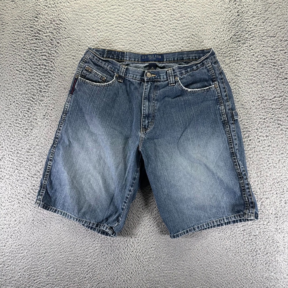 Vintage U.S. Polo Assn. Short Men 36 Blue Denim Bermuda Carpenter Baggy Workwear